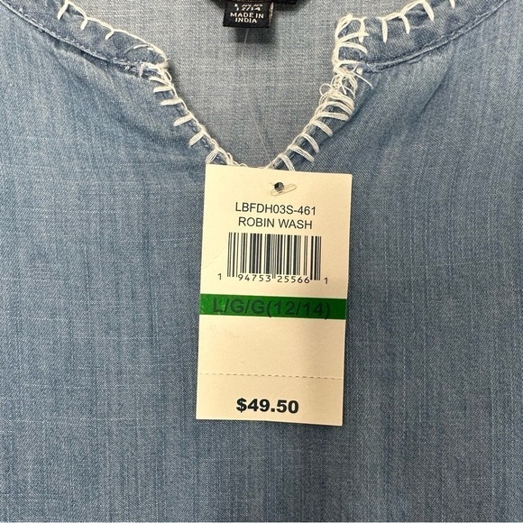 Lucky Brand Girls Embroidered Cotton Dress Sz Large (12/14) Blue Long Sleeve - Picture 7 of 8